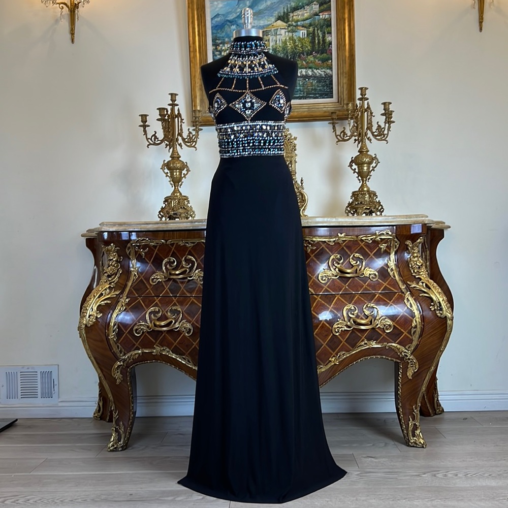 Meier Collection formal stretchy rhinestone evening prom dress